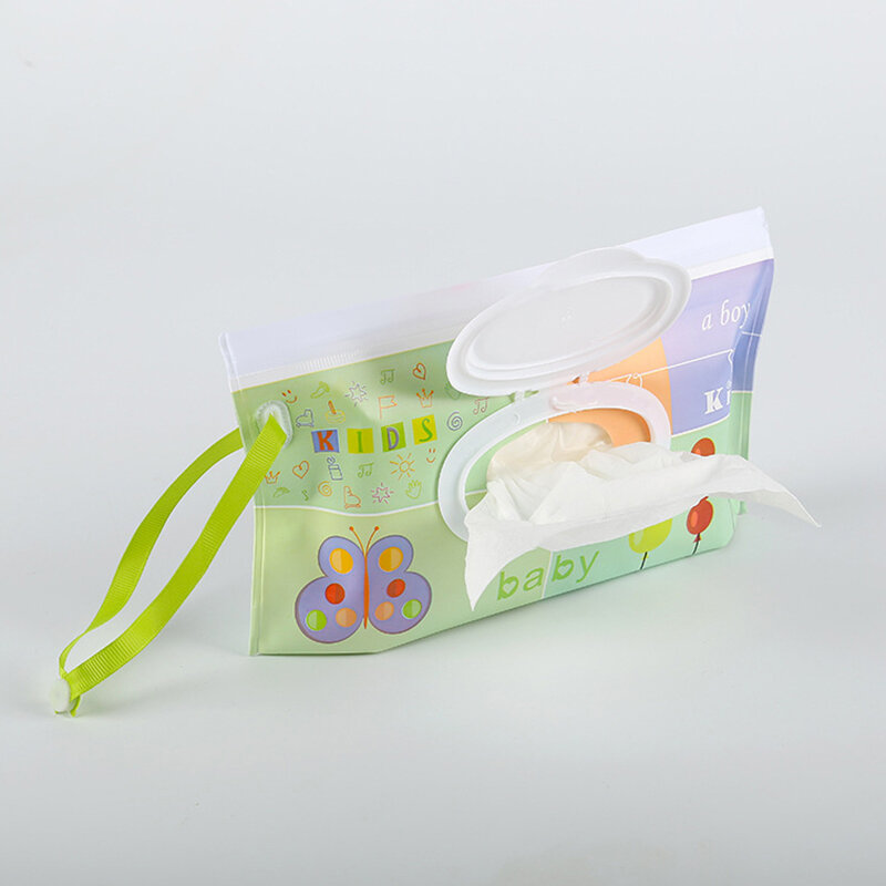 1 buah EVA kantong tisu basah bayi pemegang casing penutup lipat tali jepret dapat digunakan kembali tas tisu basah luar ruangan kotak tisu berguna