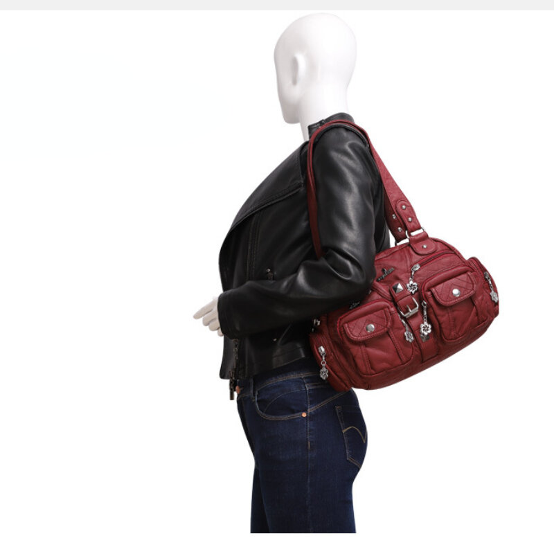 2024 Nowa damska torba na ramię dla kobiet Modna torebka motocyklowa Minimalistyczna torebka na ramię dla dziewczynki Street Wear Casual Tote Bags