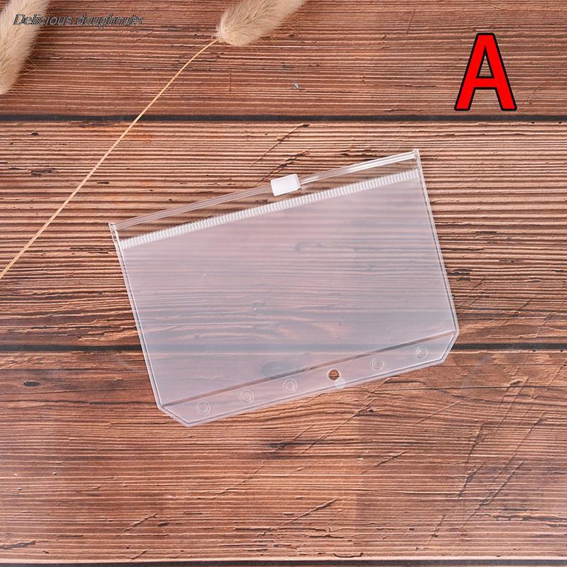 Archivador de hojas sueltas de PVC transparente, bolsa estándar de 6 agujeros con cremallera de estilo automático, 1 unidad, A4, A5, A7