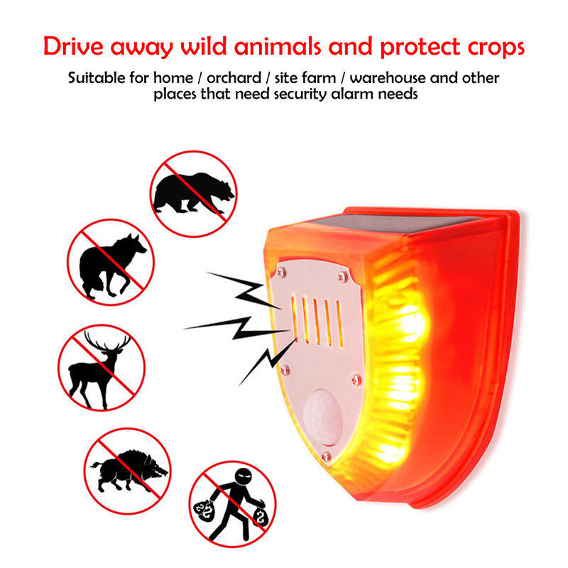 Animal Repelente Alarme Controle Remoto, Anti-selvagem Javali Drive, Profissional Anti-Roubo Piscando Luz de Alarme, Sirene Sensor