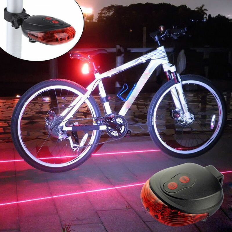 Avvertimento di sicurezza per bici da bicicletta di alta qualità luce a Led luci laser per bicicletta lampada lampeggiante a LED fanale posteriore ciclismo posteriore 5 LED + 2 Laser