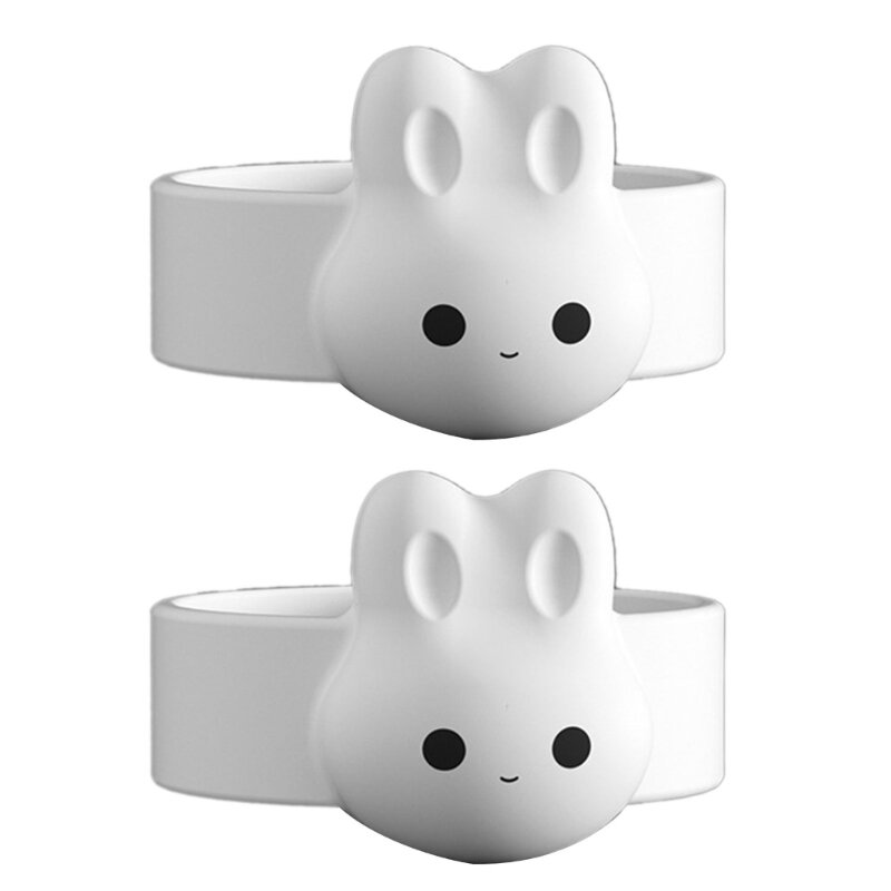 2pcs การ์ตูนกระต่ายช้อน Non-Stick แหวนแม่เหล็กนมผง SpoonScoop ผู้ถือแหวนชุดอาหารเด็กผลิตภัณฑ์ช้อน Fixer