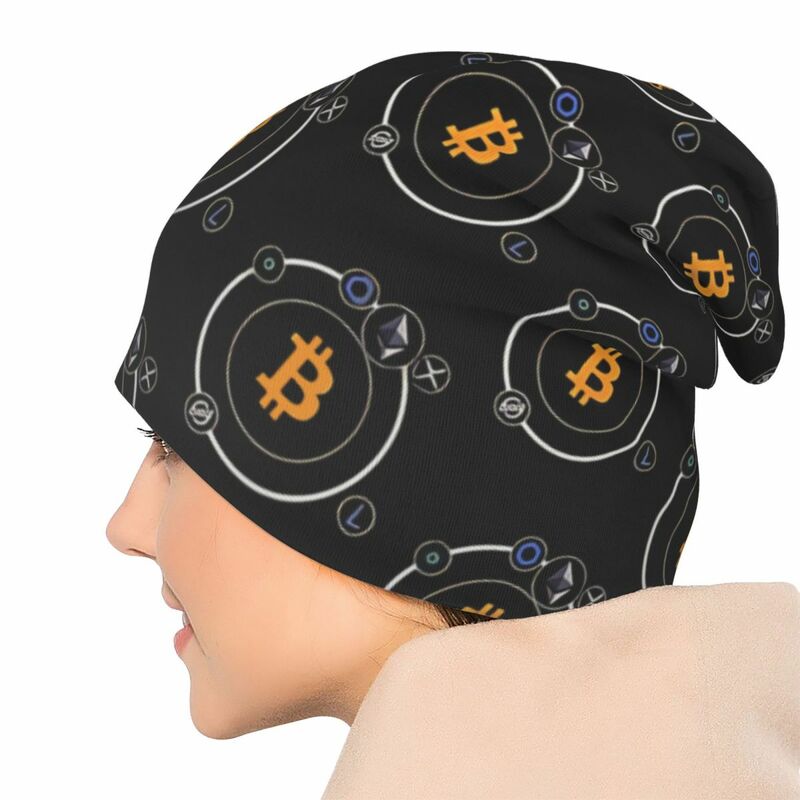 Cappelli con cofano uomo donna Skullies sottili berretti cappello Crypto Cryptocurrency autunno primavera Warm Cap Design Caps