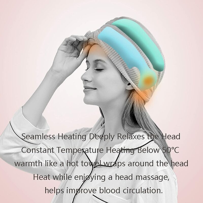 Masajeador eléctrico de cabeza, masajeador de cuero cabelludo, compresa de cabeza, bolsa de aire, calor y amasamiento, ayuda a relajar el estrés, migrañas