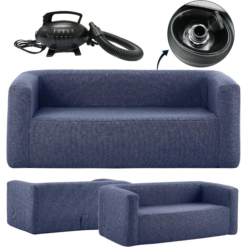 Надувной диван | Надувной диван с портативным воздушным насосом для помещений и детской (темно-синий)