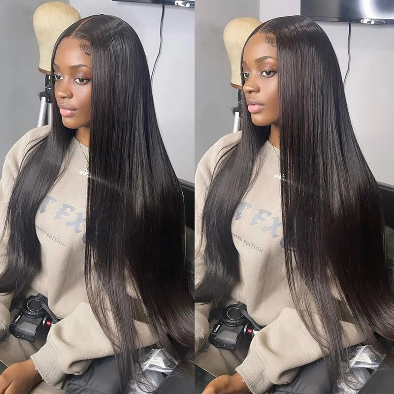 Brazilian Straight Lace Front Wig Human Hair Pre plucked 30 34 Inch 13x6 13x4 Hd Transparent Lace Frontal Wig For Black Women