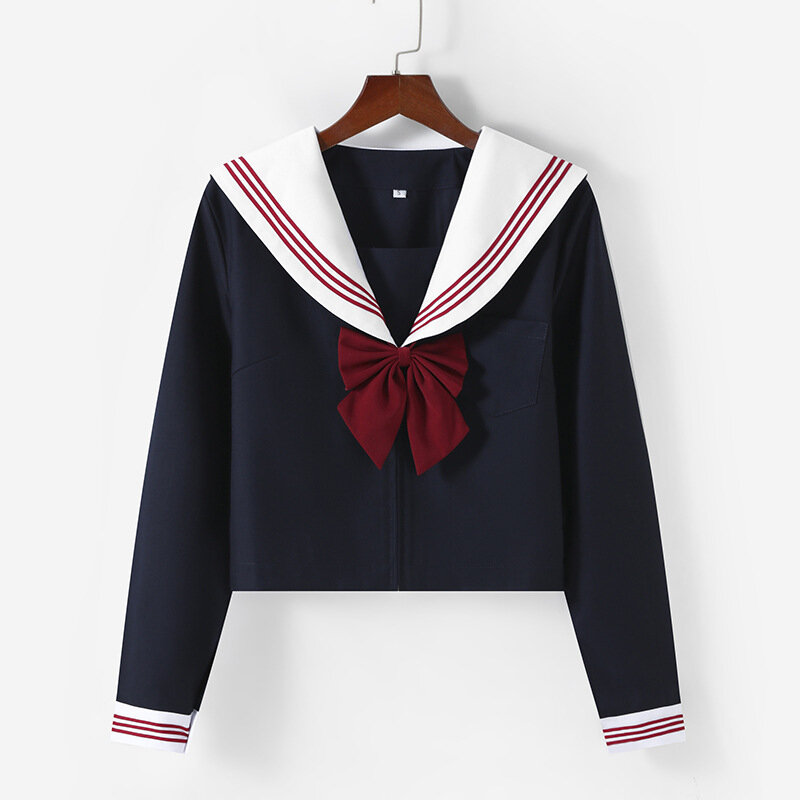 Basic Navy Sailor Suit Japanese School Uniform Schoolgirl Seifuku Student  Anime Cosplay Costume Women Sexy JK Pleated Skirt set