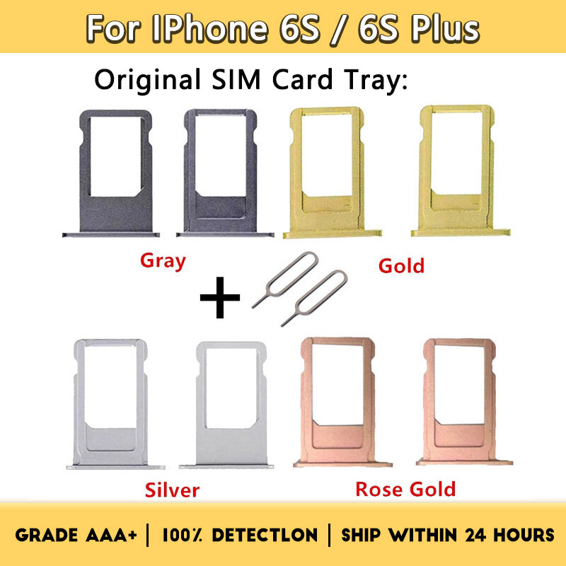 Support de carte Sim pour iphone 6S 6S Plus, pièce de rechange, adaptateur, noir et blanc