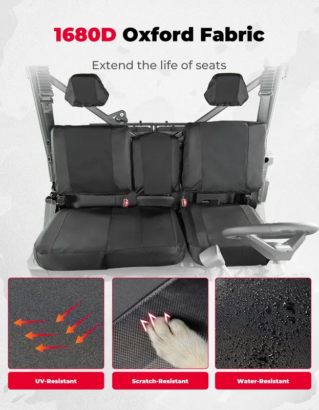 KEMIMOTO-fundas para asientos de 7 piezas, cubierta para reposacabezas con bolsillos, Compatible con CFMOTO Uforce 1000/1000 XL (solo asientos delanteros) 2019-2024