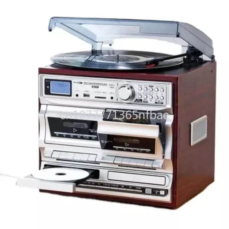Lecteur de disque vinyle Bluetooth, radio multifonction, bande, CD, USB, jukebox moderne, phonographe antique