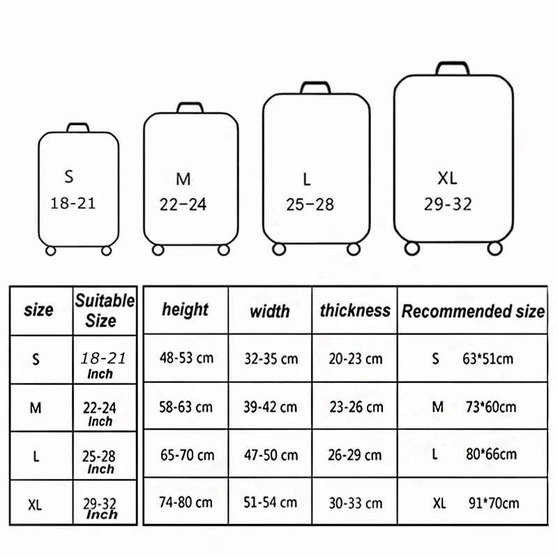Reisen um die Welt zugelassene Gepäck abdeckung Schutz koffer Abdeckung Trolley Koffer Reisegepäck Staubs chutz 18 bis 32 Zoll xt913