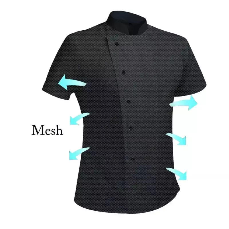 Arbeit Hotel Logo Bäcker Koch Ärmel T-Shirt Mesh Mantel atmungsaktive Uniform Kleidung Koch kurze Restaurant Kellner