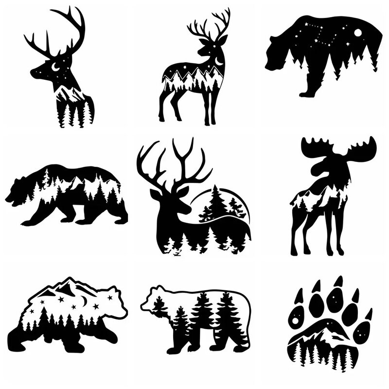 Pegatinas de vinilo para coche, calcomanía con personalidad, Animal, ciervo, oso, creativo, impermeable, accesorio de decoración
