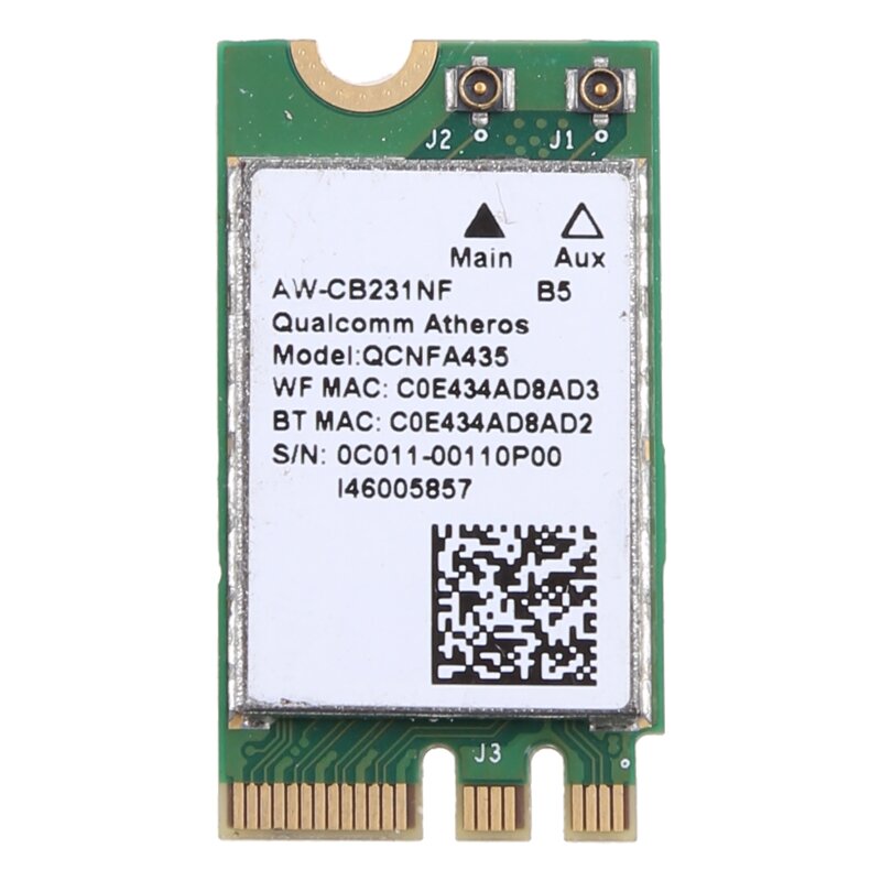 Tarjeta adaptadora inalámbrica de peso ligero para QCA9377 QCNFA435 802.11AC 2,4G/5G NGFF WIFI tarjeta WLAN compatible con Bluetooth 4,1 Dropship