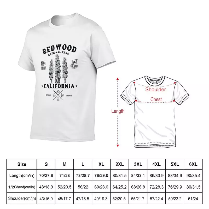 Redwood-t-shirt masculina vintage, oversized, branco, para camping, caminhadas, parque nacional, califórnia
