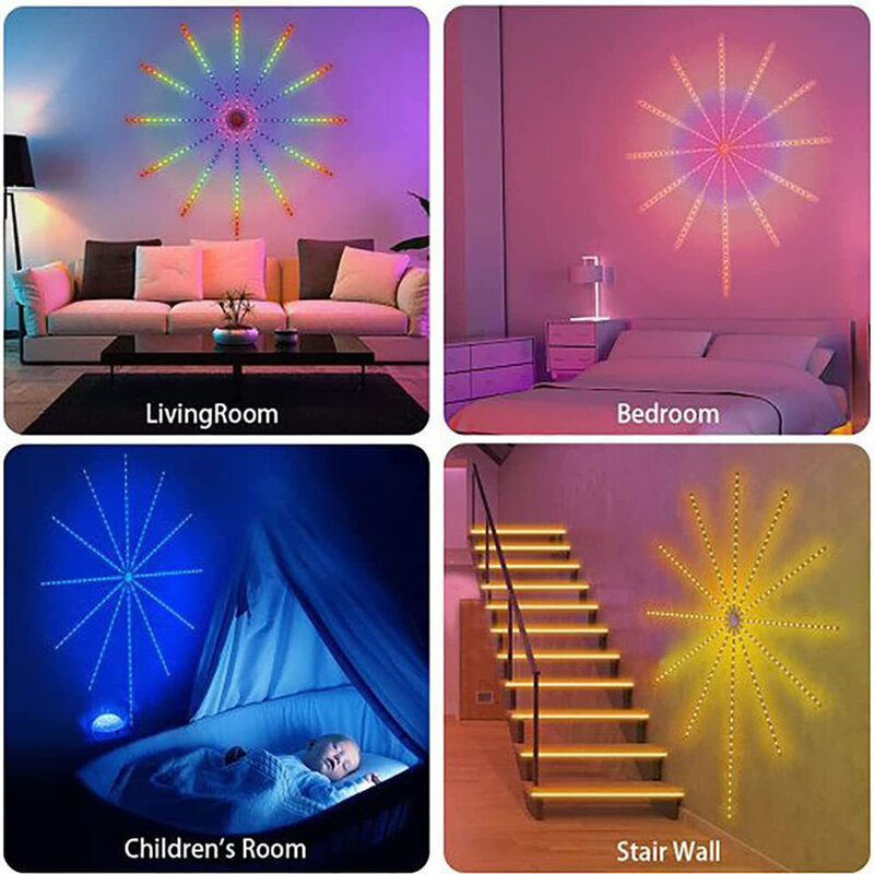 Smart Feuerwerk LED-Leuchten USB-betriebene Farbwechsel Feuerwerk LED-Lichter App Fernbedienung Wand dekor Licht mit Musik synchron isation