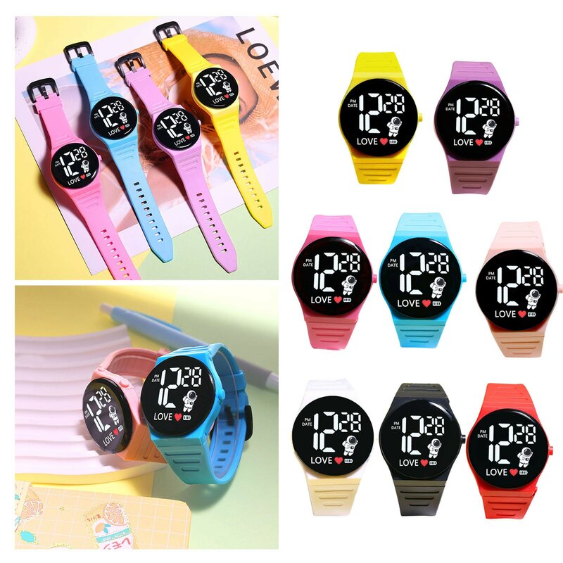 Children'S Rubber Strap Watch Outdoor Sport Casual Bracelet Watch Daily Life Waterproof Electronic Watches Screen Display