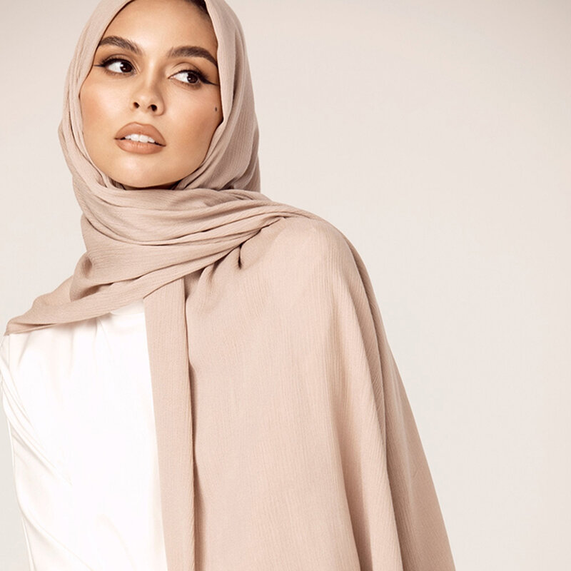 Большой шарф-хиджаб из вискозы для мусульманских женщин, однотонная длинная шаль, простой мягкий тюрбан, повязка на голову, мусульманский головной платок 200x85 см
