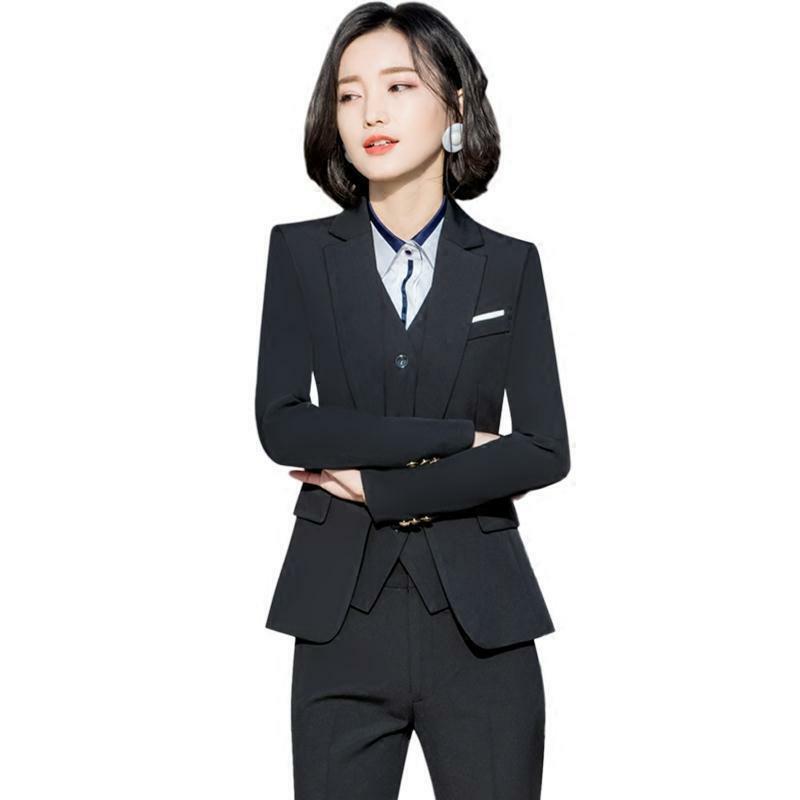2023 Spring and Autumn Business Wear Female Suit Temperament Vest Three-Piece Interview Formal Wear Suit Front Stage Work Wear C
