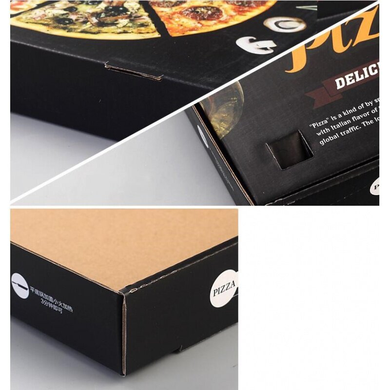 Kunden spezifisches Produkt2024wholesale 8 10 12 16 Zoll wieder verwendbarer Pizza karton individuell bedruckte Wellpappe verpackung billige Pizzas ch achtel