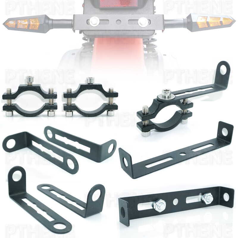 Pthene-soportes de luces intermitentes universales para motocicleta, soporte de lámparas indicadoras, abrazaderas de montaje de lámpara, accesorios de Metal, 10mm