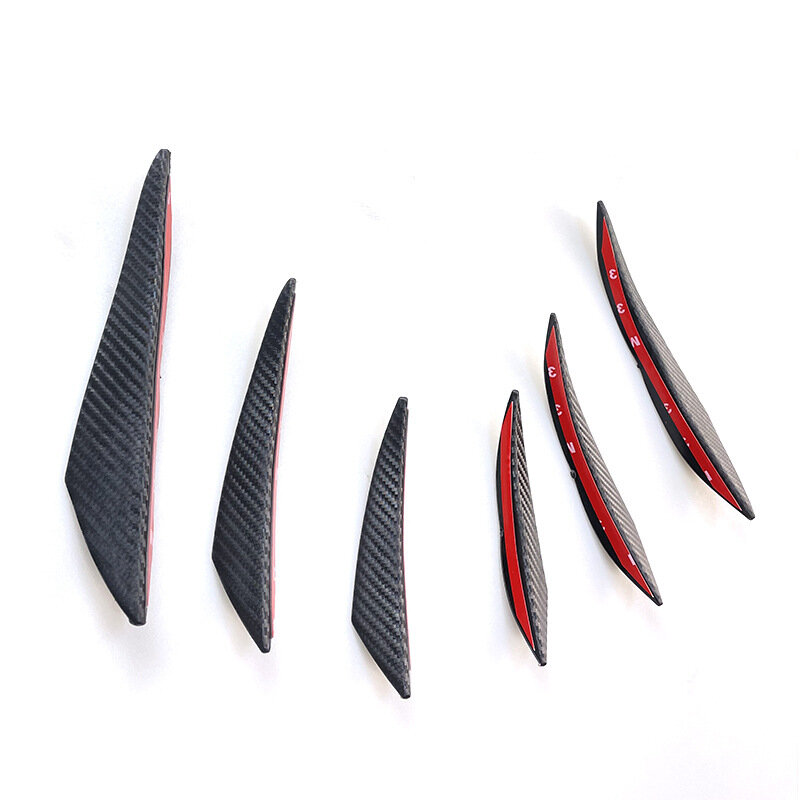 Automobile modification spoiler Carbon fiber pattern 6pcs Universal Crescent Wind Knife Bumper side skirt turbulence blade