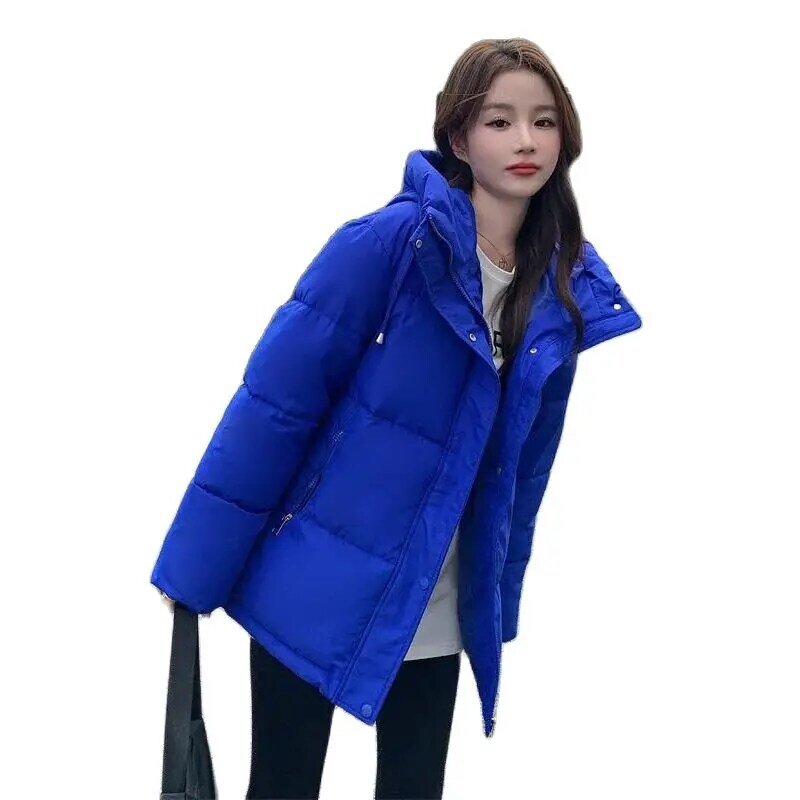 Jaket musim gugur wanita, Luaran berkerudung parka katun versi Korea musim gugur dan dingin 2023