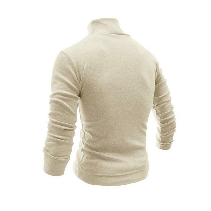 Suéter de camisa de fondo cálido para hombres, suéter de punto grueso, cuello alto, manga larga, ajuste Delgado, acogedor, elegante, otoño, invierno