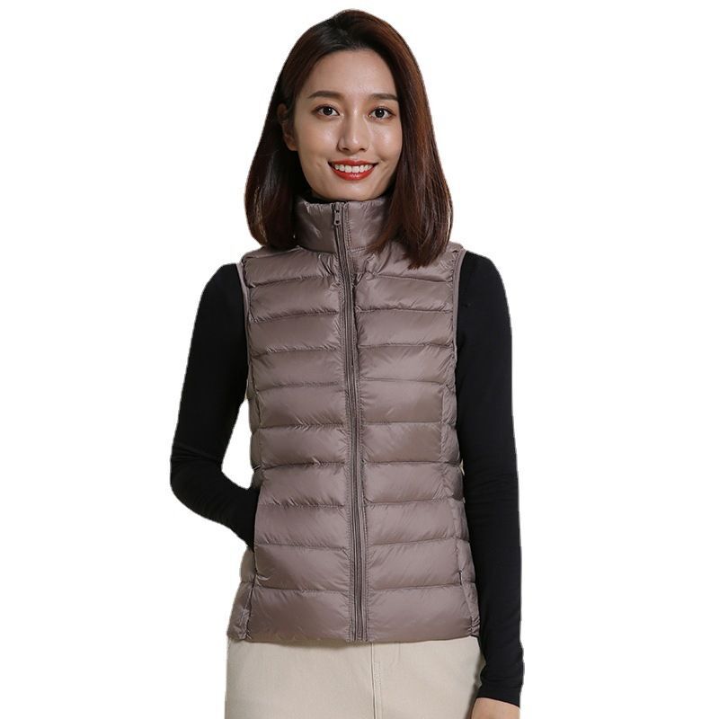 Apuramento Down Vest feminino leve colete curto colete forro para baixo jaqueta