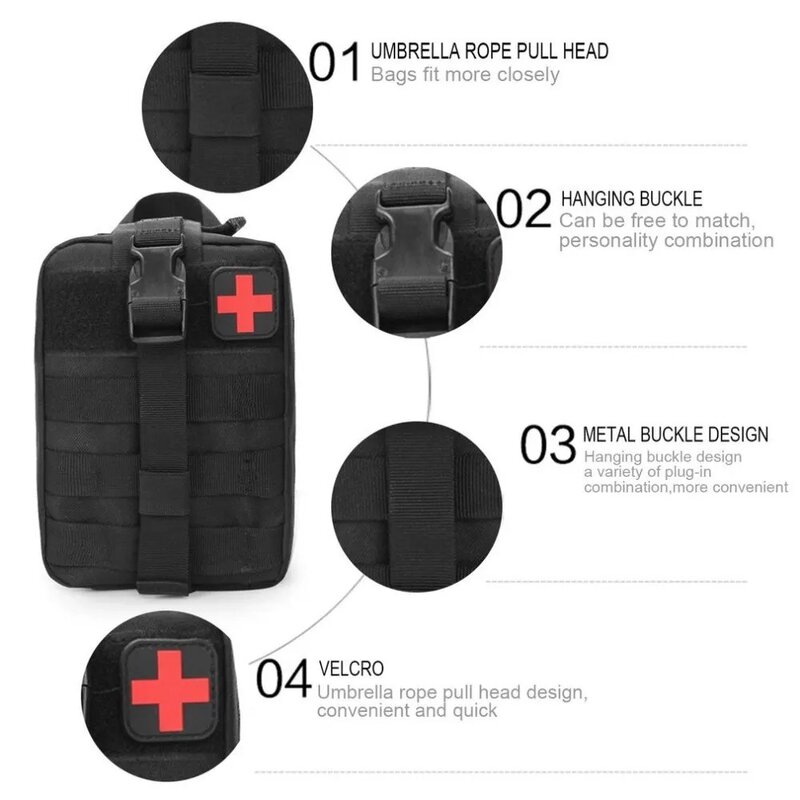 Kit de primeros auxilios de supervivencia, contenedor impermeable táctico Molle, paquete de cintura, equipo de Camping, escalada al aire libre, bolsa segura, bolsa de herramientas EDC