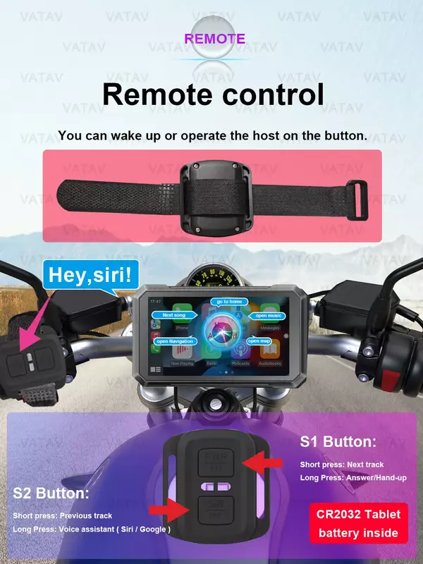 Navigateur spécial moto C7 PRO, prise en charge CarPlay, Android Auto Touch, écran solaire extérieur étanche Ipx7, portable externe, 7"
