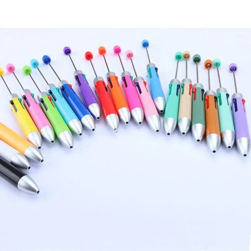 DIY vierfarbigen Perlen Kugelschreiber niedlichen Perlen Stifte Cartoon 4 Farbe einziehbare Rollerball Stift Schüler Schule Geschenk