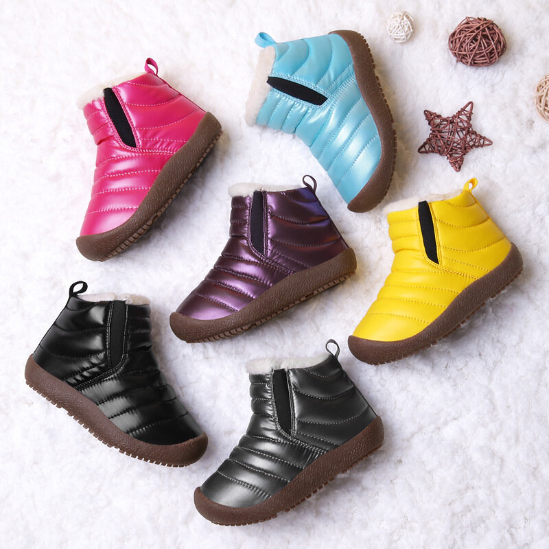 Botas de neve das crianças inverno novas botas ao ar livre para meninos sapatos esportivos meninas sapatilhas quentes botas de pelúcia à prova dwaterproof água sapatos planos
