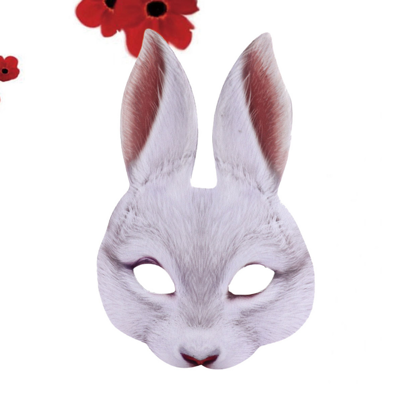 Maschera di coniglio mezza faccia creativa divertente decorazione orecchio di coniglio maschera EVA per Party Festival Club (marrone)