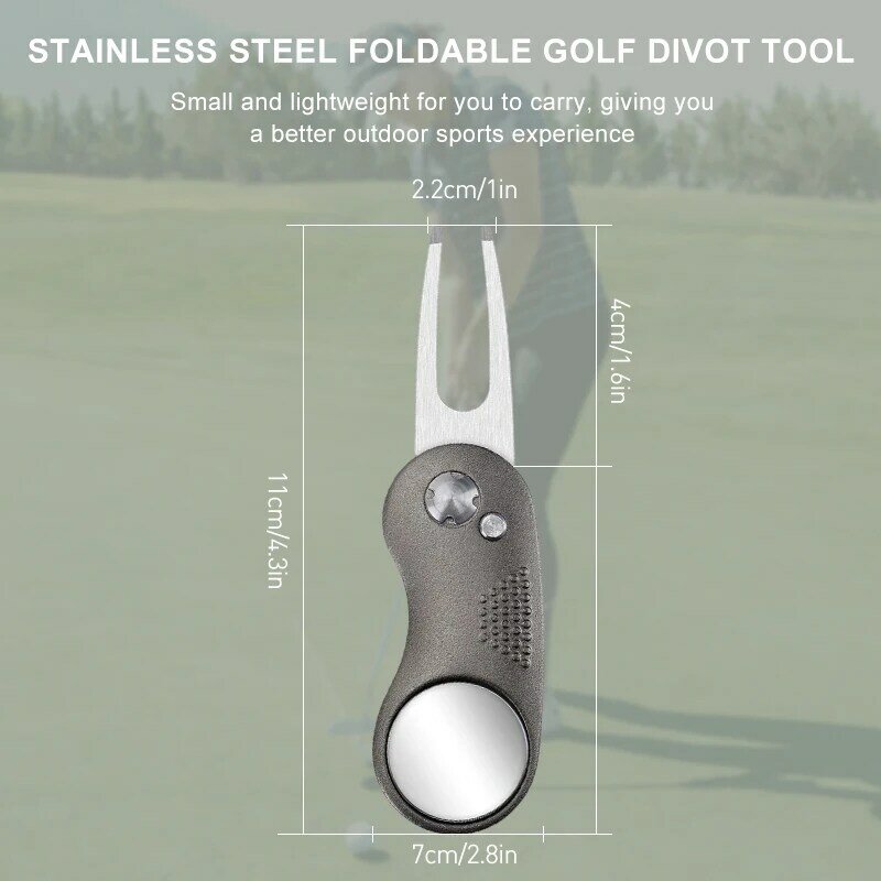 Складная вилка для игры в гольф, высокоточный складной мини-инструмент для ремонта шага, маркер, очиститель шага, вилка для гольфа, аксессуары для гольфа