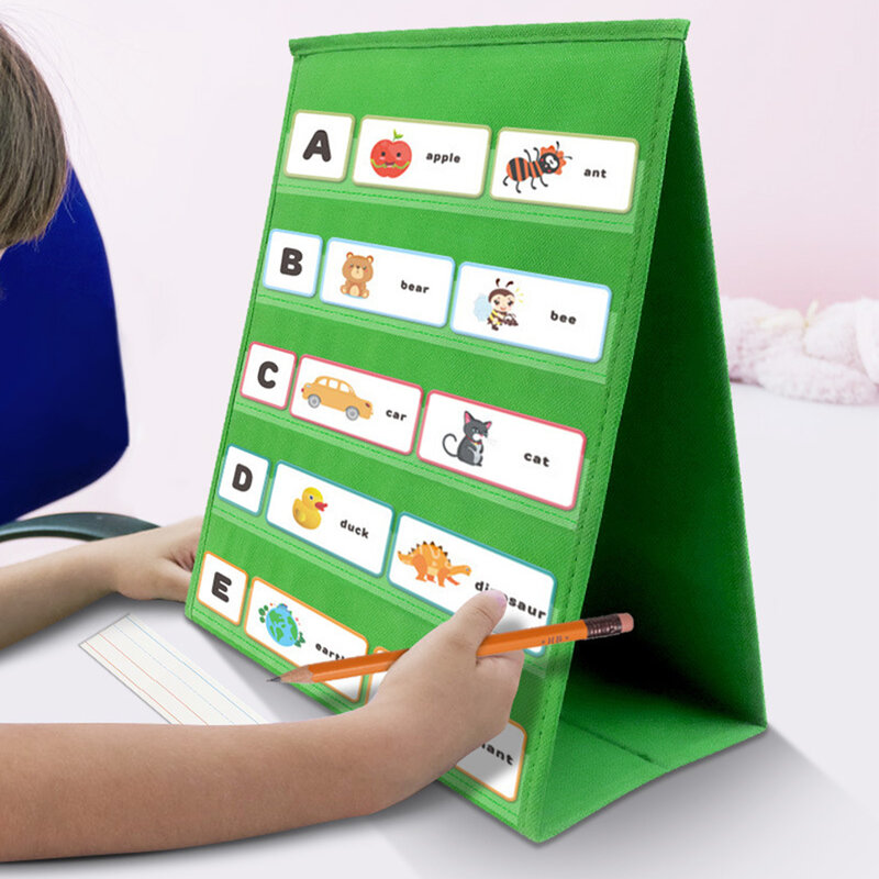 Auto Standing Desktop Pocket Chart, Dobrável, Dupla Face, Home Teaching, Sala de aula, Escritório, Jardim de infância