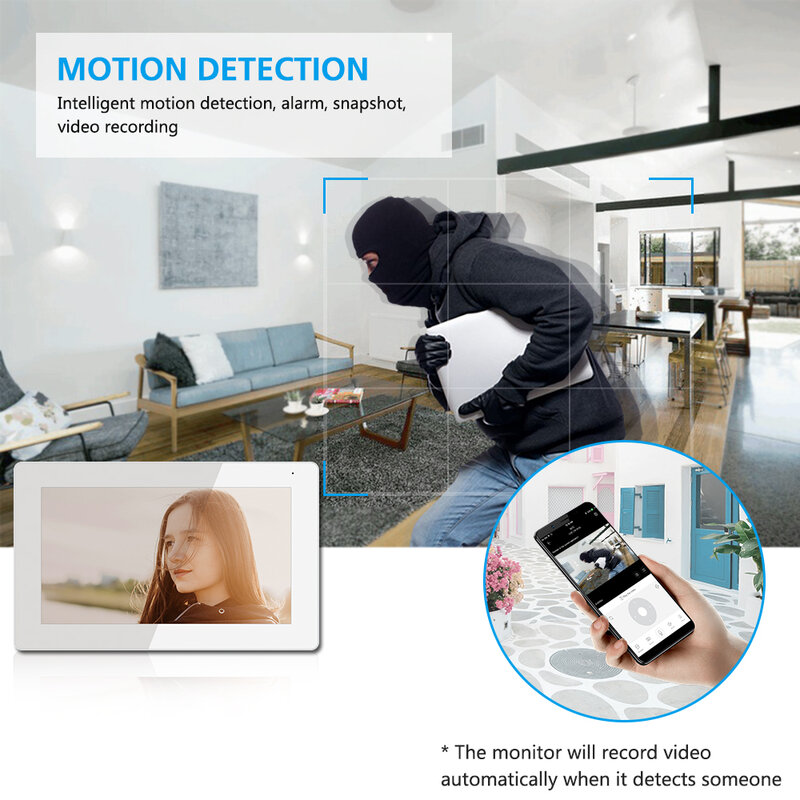 Jeatone-Full Touch Screen 4-Wire Analógico Video Intercom, Sistema de Proteção de Segurança, Tuya WiFi Monitor, Suporte a Cartão SD, 7"
