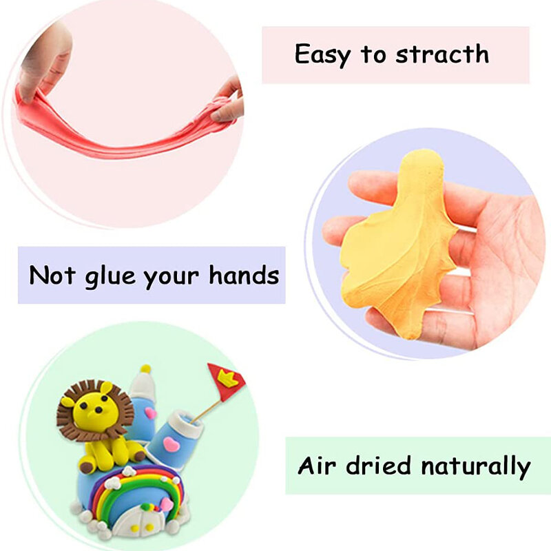 Air Dry Plasticine Modeling Clay Educational 5D Toy For Children Gift Play Dough 36 Colors Light Playdough Slimes Kids Polymer
