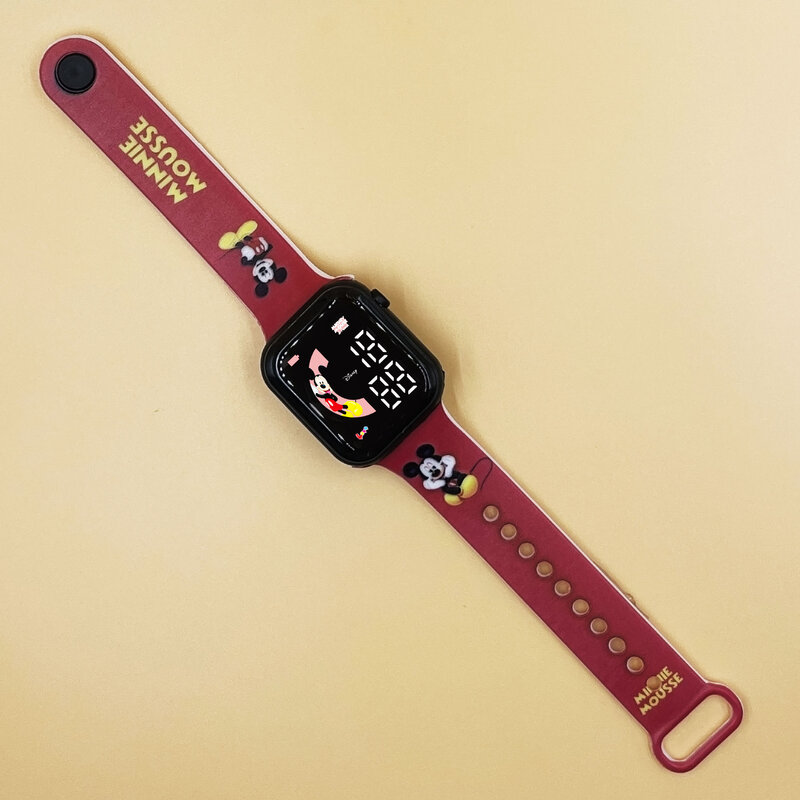 Gefrorene Elsa Mickey Minnie Kinder Uhr Cartoon Druck Armband Knopf LED Quadrat wasserdichte elektronische Uhr Jungen Mädchen Geburtstags geschenke