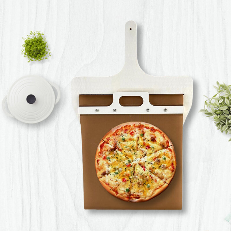 슬라이딩 피자 껍질 피자 슬라이딩 뒤집개, 붙지 않는 나무 피자 뒤집개 패들, 피자 베이킹 가제트, 다기능 걸이식