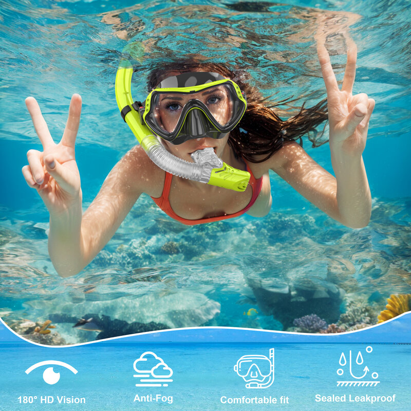 KINSUNFOO-قناع الغوص المهنية ، نظارات غطس ، مجموعة أنبوب السباحة الغوص الحر للبالغين