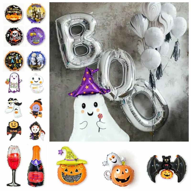 Ballons Gonflables sur le Thème d'Halloween, Citrouille, Fantôme, Chauve-Souris, Crâne, Araignée