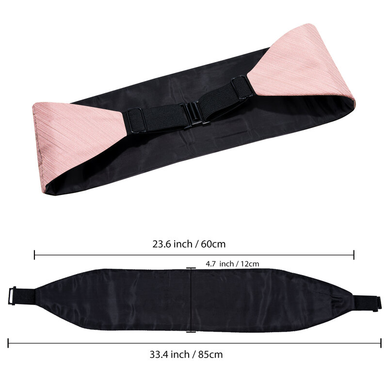 Hi-Tie Luxe Designer Stoffige Roze Stevige Buikband Vlinderdas Set Formele Smoking Corset Elastische Riem Voor Mannen Bruiloft Cummerbunds