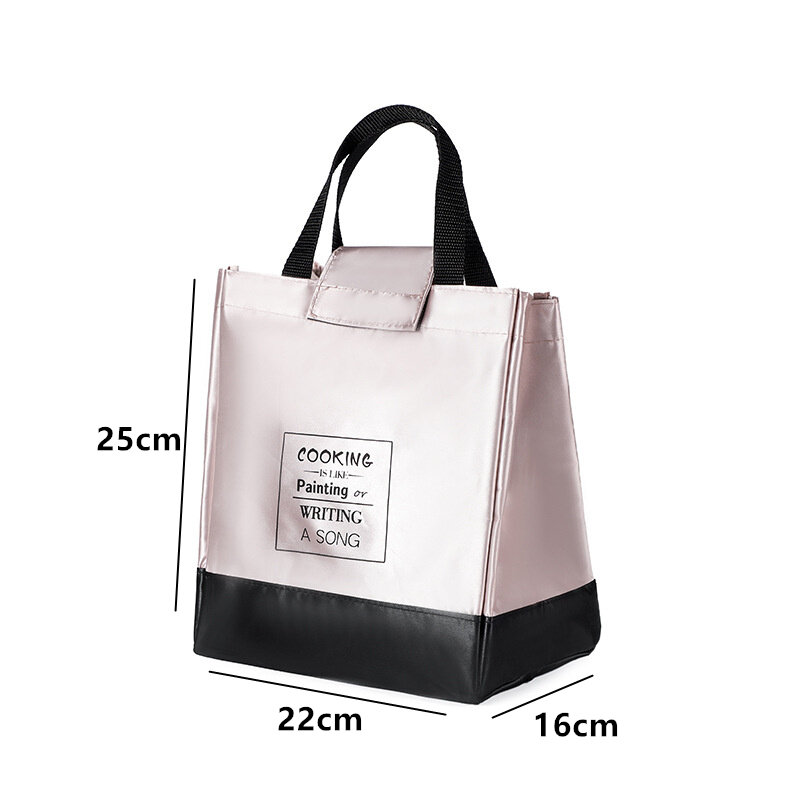 Polyester Portable Sticky Lunch Bag Simple Insulated Outdoor Picnic Bag Large Capacity Bento Bags Waterproof Fashion Handbag