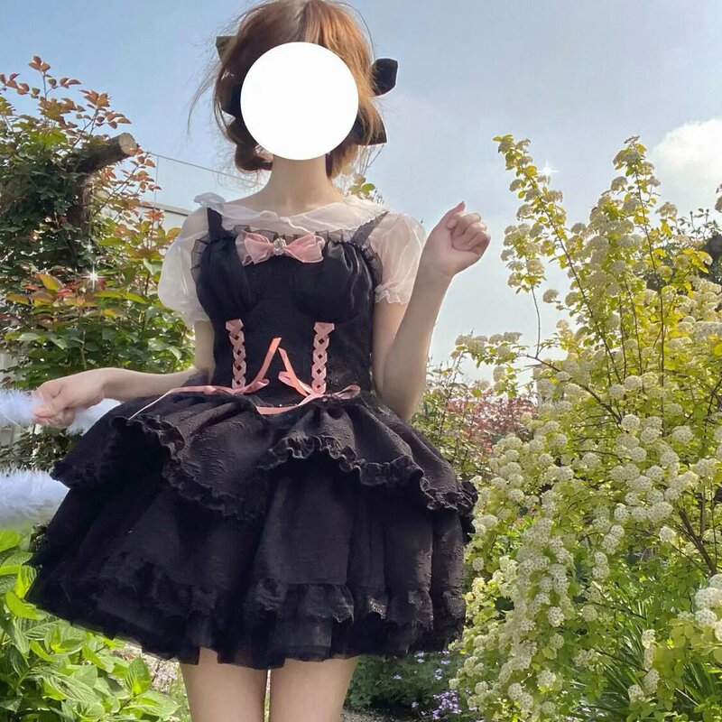 Vestido Lolita gótico vitoriano para mulheres, vintage, suspensão elegante, vestidos de princesa clássicos, meninas Harajuku vestido de festa