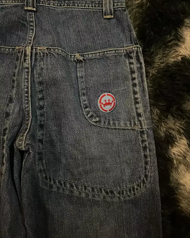 JNCO Y2K workowate dżinsy mężczyźni kobiety Retro streetwear deskorolka z nadrukiem wysoki stan Jeans Hip Hop Harajuku casualowe spodnie z luźna szeroka nogawkami