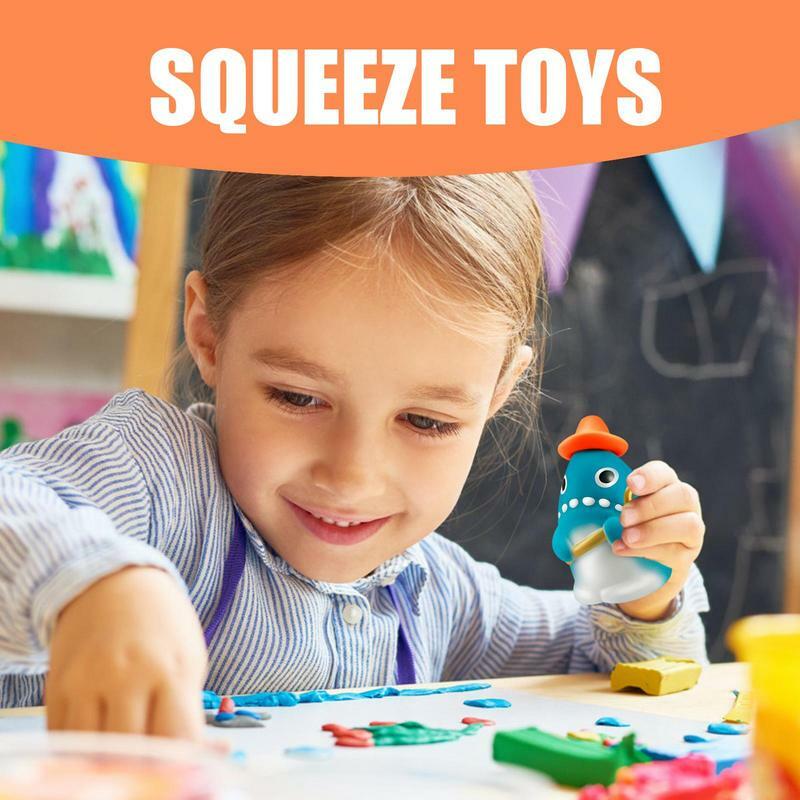 Juguetes para apretar para niños con sonido elástico, juguete para apretar sensorial en forma de tiburón, bolas antiestrés para niños, juguete duradero para apretar