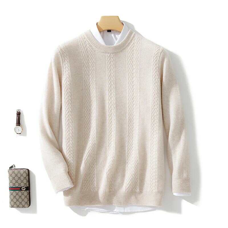 2022 100% Cashmere Thick Sweaters Knit Oneck Male Jumpers Winter Long Sleeve Warm Pullovers Men's Clothing