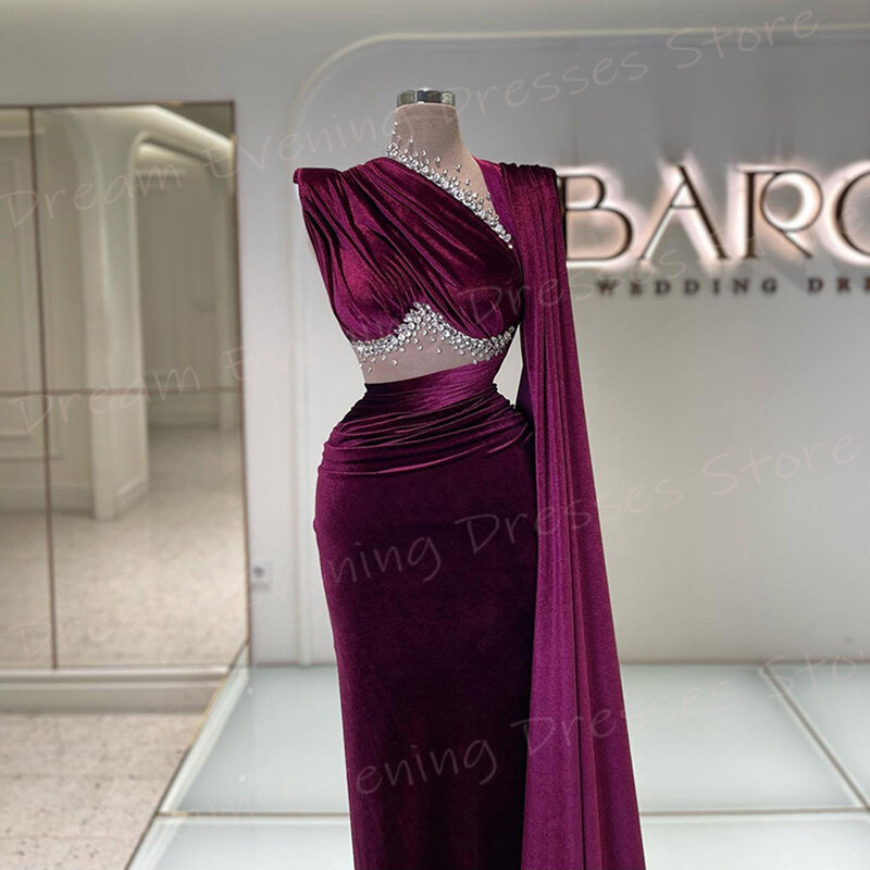 Arabia Dubai Classic borgogna sirena affascinante abiti da sera da donna Sexy popolare senza maniche abiti da ballo in rilievo Abiye Elbise