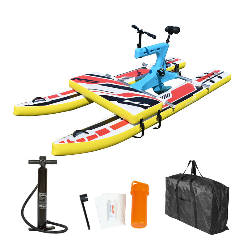 2024 Newly Water Play Equipment Inflatable Water Bicycle Pontoon Lake Sea Inflable Board with bike